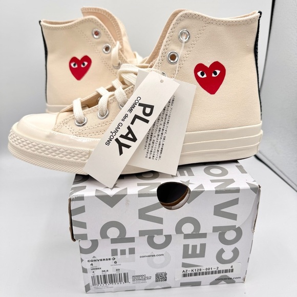 Comme des Garcons PLAY Other - NWT Commes Des Garçons CDG Play Converse High Top Chuck 70 Heart Sneakers Cream